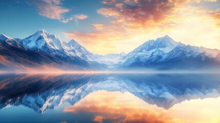 Majestic Mountain Lake Reflection at Sunrise