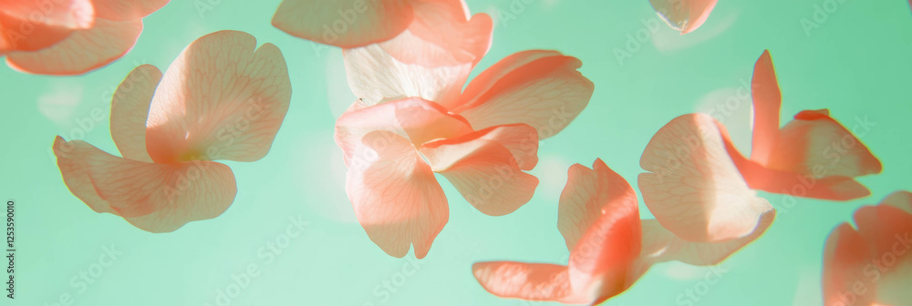 Aufkleber sakura petals arranged in a gentle spiral on a bright lime green background for vibrant design