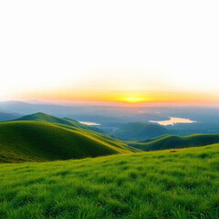 landscape of green grass and beautiful mountains