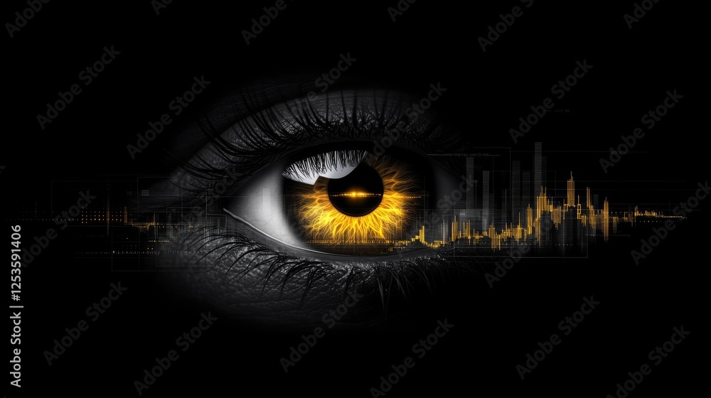 Poster eye and sound wave, exploring the interplay of visual auditory perception