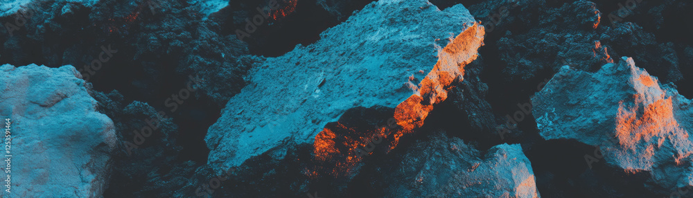 Poster surface of a volcanic rock showcasing unique porous texture and sharp edges