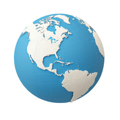 Fototapeta premium 3D globe showing North and South America with blue oceans