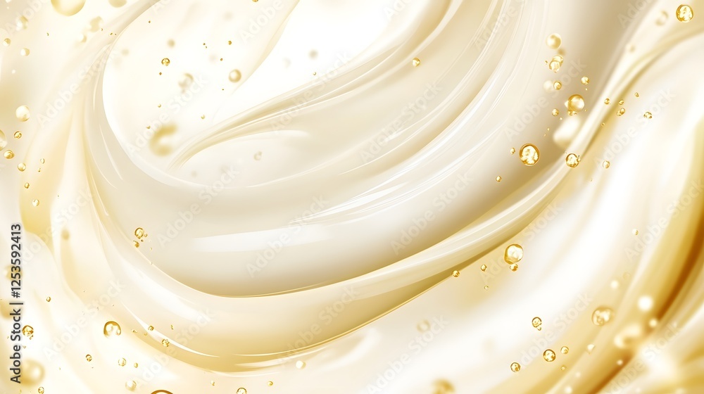 Poster luxurious creamy and golden swirl texture with shimmering glittery sparkles creates a captivating ab