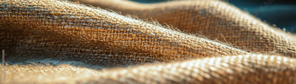 Poster close-up view of burlap sack texture showcasing coarse fibers against a bright backdrop