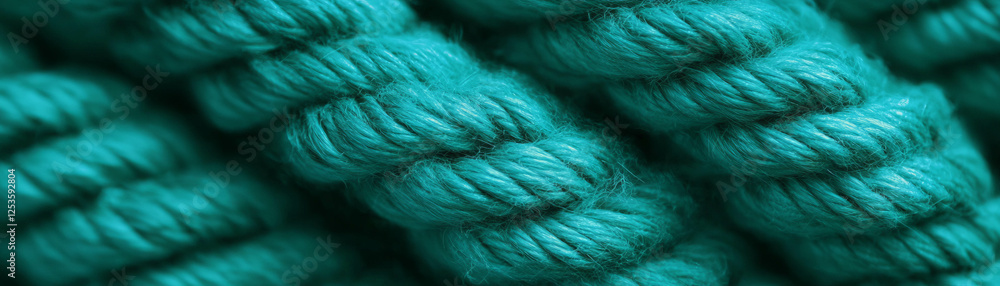 Poster close-up view of woven rope showcasing intricate twisted texture on a bright background