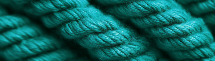 Obraz premium Close-up view of woven rope showcasing intricate twisted texture on a bright background