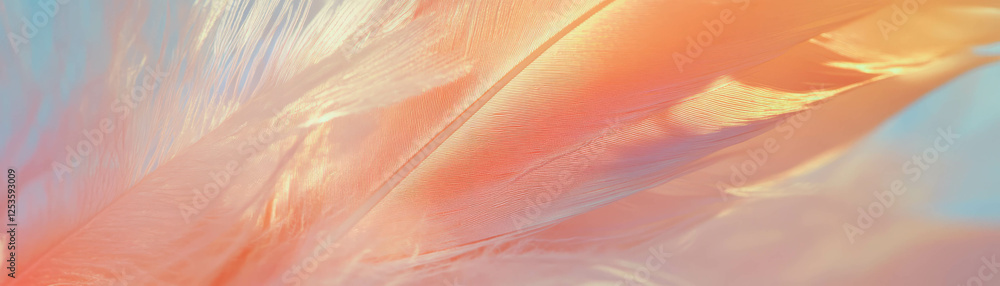 Poster intricate feather texture with barbs and quill against a vibrant background