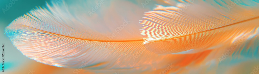 Poster captivating texture of a delicate feather showcasing intricate barbs and quill design