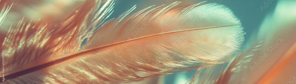 Aufkleber Intricate feather texture with delicate barbs and a vibrant background for artistic display