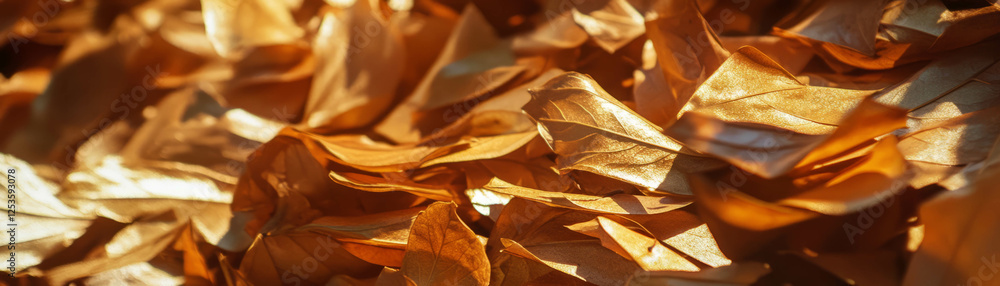 Poster texture of dry leaves with rich layers and shadows in a bright background