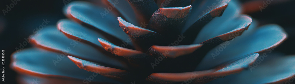 Poster engaging textures of a pine cone showcasing intricate scales and shadows against a bright background