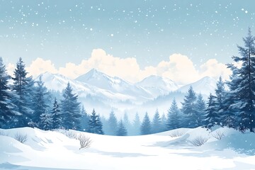 Obraz premium Snowy Mountain Winter Wonderland Landscape