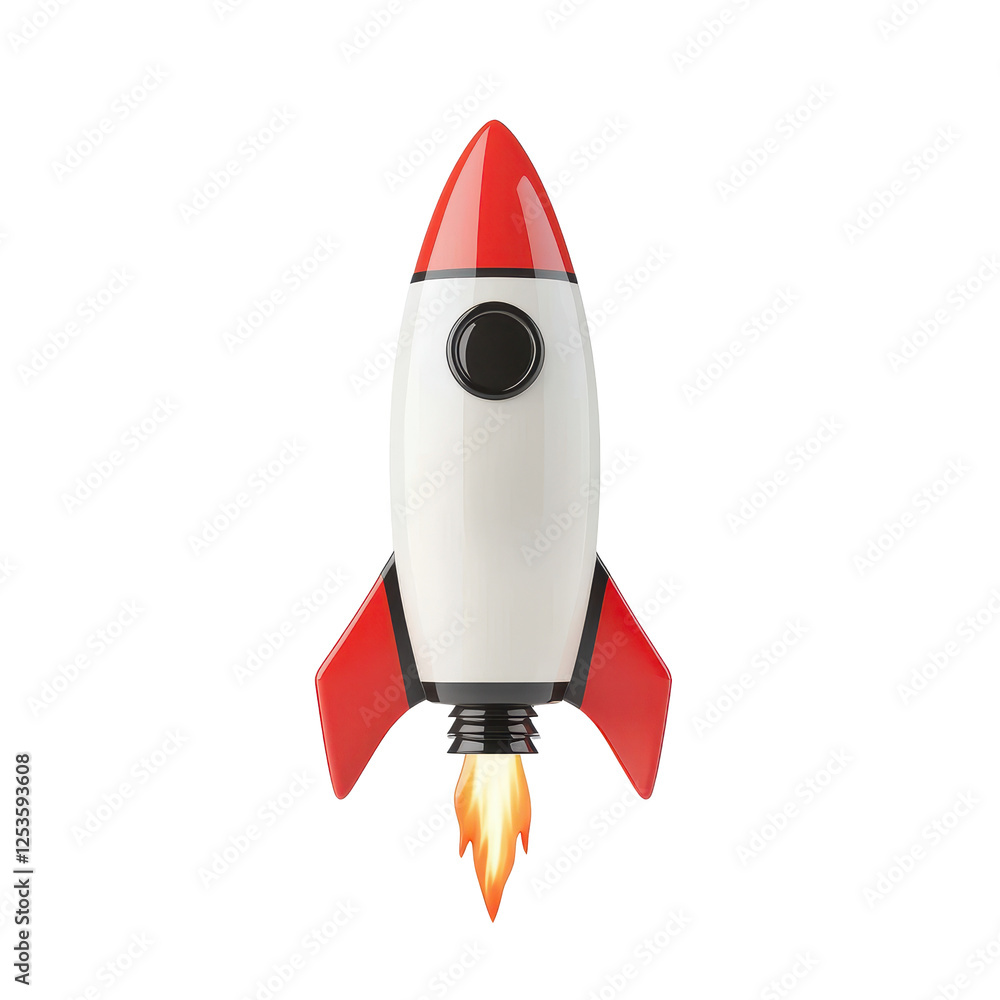 Aufkleber sleek rocket icon representing innovation and technology in 3d rendering