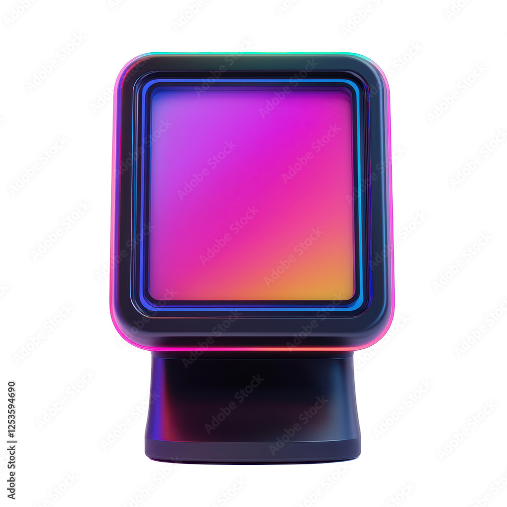 Aufkleber colorful 3d rendering of square display screen with gradient