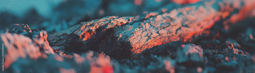 Aufkleber textured tree bark with deep grooves illuminated against a bright background