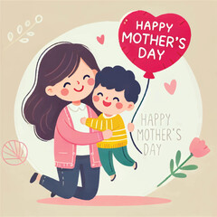 Happy Mothers Day Print Design in Vector