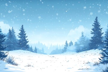 Fototapeta premium Snowy Forest Winter Background