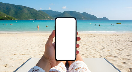 Relaxing Beach Vacation with Smartphone