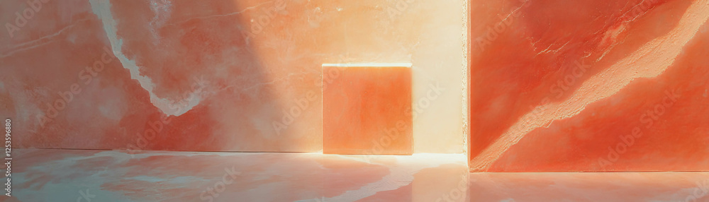 Poster layered venetian plaster showcasing dynamic light and movement in a bright background
