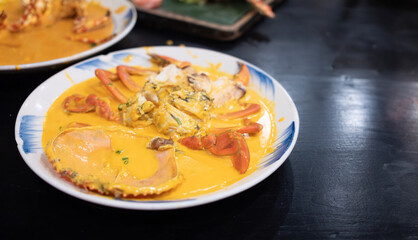 the crab with salted egg paste in Vietnamese style
