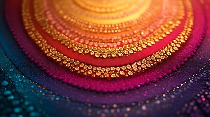 Abstract Rainbow Mandala with Golden Accents