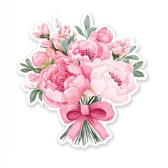 Fototapeta premium Pink flower bouquet graphic design for sticker