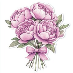 Fototapeta premium Delicate pink peony bouquet, floral design, gift wrapping, elegant background