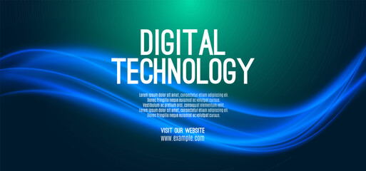 Obraz premium Digital technology banner green blue background concept, cyber technology circuit, abstract tech, innovation future data, internet network, Ai big data, futuristic wifi connection illustration concept