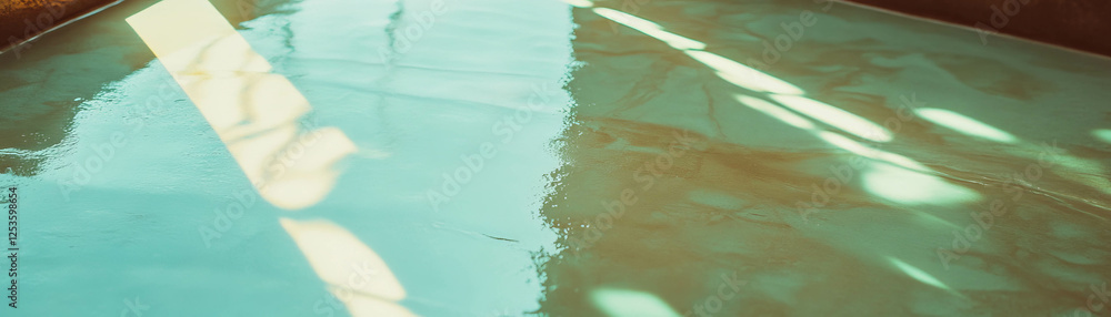 Poster bright reflection on polished venetian plaster surface with elegant finish and glow