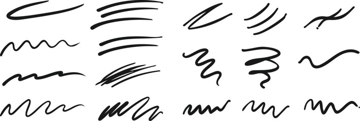 Collection of Hand-Drawn Line Art Strokes