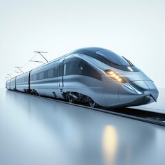Fototapeta premium Modern High-Speed Train on Sleek Railway Tracks