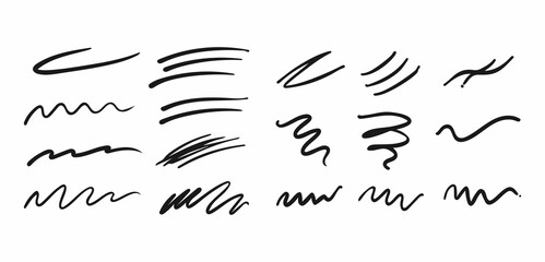 Collection of Hand-Drawn Line Art Strokes