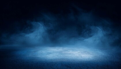 Fototapeta premium dark street abstract dark blue background the concrete floor and studio room with smoke float up the interior texture for display products