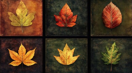 Set of six autumn leaves stock illustration
