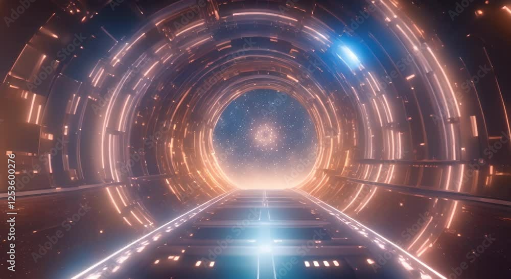 Poster abstract hyperspace tunnel animation that transports time space scifi interstellar travel wormhole f