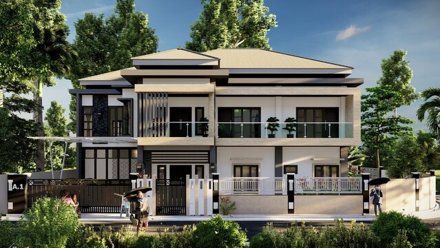 rumah dengan looks dua lantai  bergaya modern