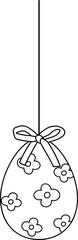 Easter eggs tied with bows ornament outline.
Cute patterned Easter eggs coloring pages isolated.
Transparent background.