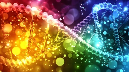 Vibrant Rainbow DNA Helix Abstract Background