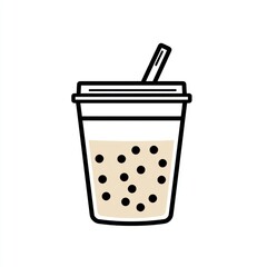 Outline illustration of a bubble tea cup (1)