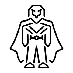 Superhero cape icon in linear style 