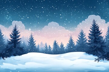 Naklejka premium Peaceful Winter Woods Digital Art