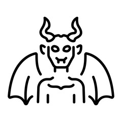 A line style icon of demon character 