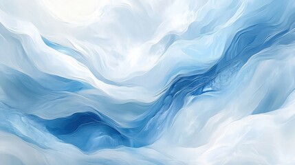 Obraz premium Abstract Blue and White Swirling Waves Design