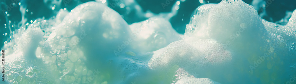 Aufkleber waves gently crashing on the shore with bright foam and clear water in serene coastal setting