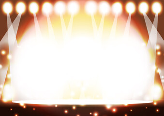 スポットライトがまぶしいステージのキラキラ背景素材