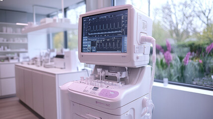 Medical equipment demonstration showing the latest portable ultrasound device