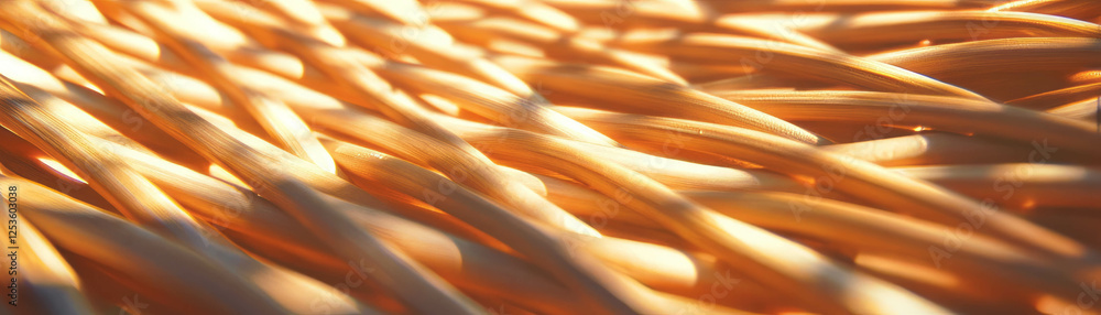 Poster Woven wicker strands create a textured background with light and shadow effects