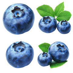 Obraz premium Fresh Blueberries Isolated on White Background - Healthy Organic Fruit for Culinary Delights and Nutritious Snacks, Perfect for Smoothies and Desserts.