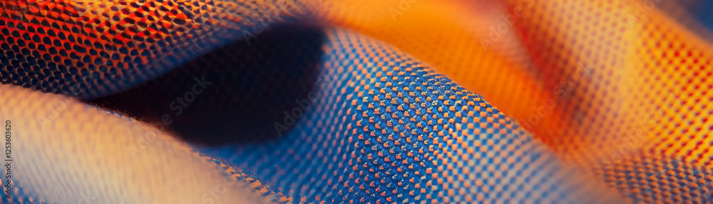 Poster close up of woven textile with halftone texture capturing intricate details vividly