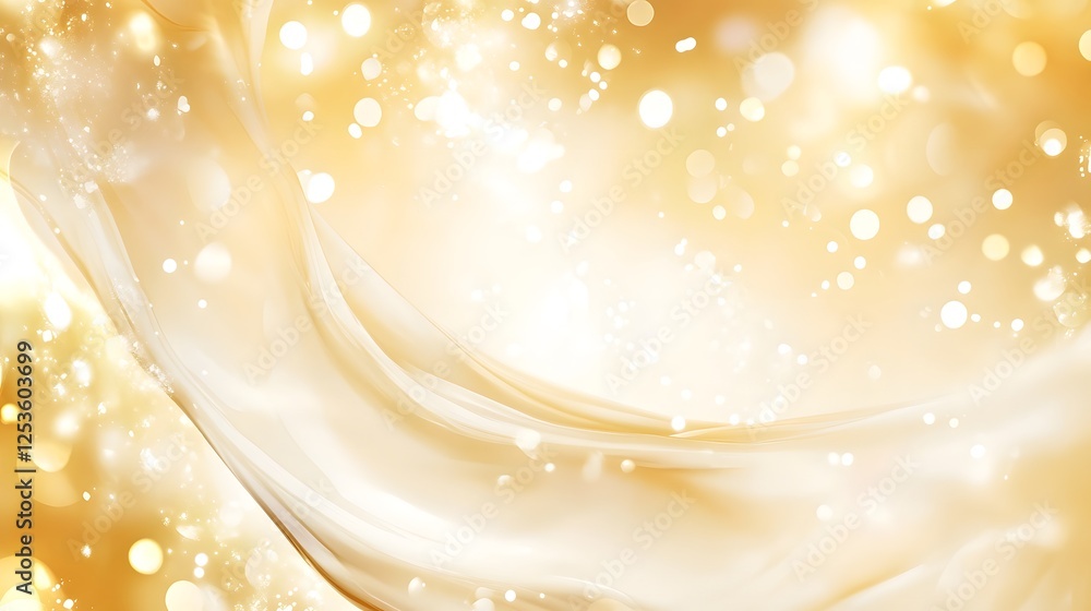 Fototapete sparkling golden glitter and blur background with elegant wave like curves perfect for holiday event